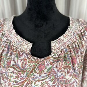 Ruff Hewn 3X Paisley Peasant Top Boho Blouse Plus Smocked Scoop Neck